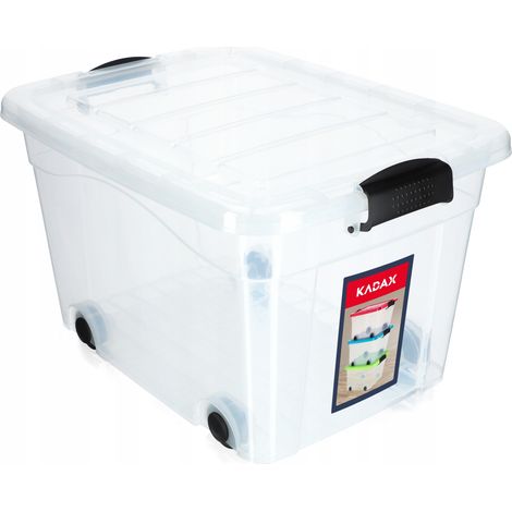 KADAX Kunststoffbehälter mit Rollen, Aufbewahrungsbox aus Kunststoff 40L (1/4)