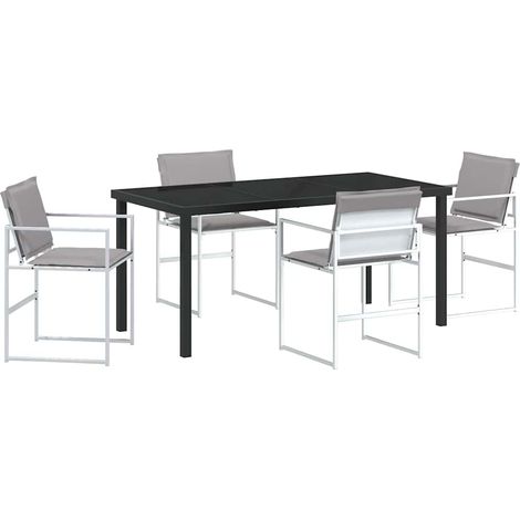 Maison Exclusive - Set da Pranzo per Giardino 5 pcs Bianco 160 x 80 x 73 cm (1/5)