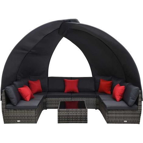 Maison Exclusive - 9-tlg. Garten-Lounge-Set mit Sonnendach Poly R (1/5)