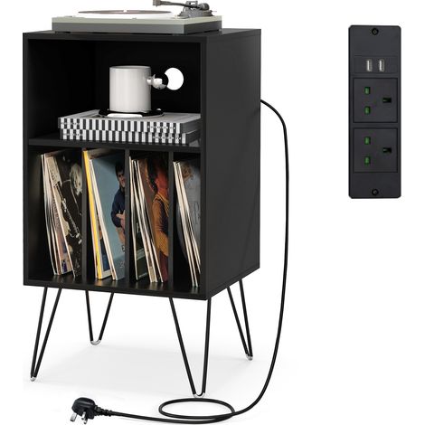 COSTWAY Record Player Stand 3-Tier Turntable Stand-Black (1/5)
