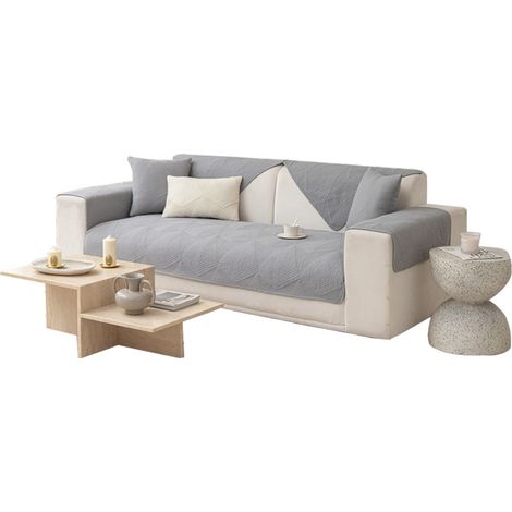Sofa Überzug,Sofabezug 1,2,3,4 Sitzer,Anti Rutsch-Couch für L Form Sofaschoner Chaiselongue Ecksofa Schonbezüge Wohnzimmer Sessel Hunde Haustiere Couch Überzug – Grau 90x180cm