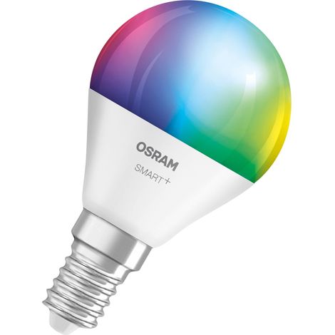 Ampoule LED OSRAM SMART+ P40 RGBW E14, lot de 3, forme mini-sphérique, contrôlable via l'application SMART+, compatible avec Alexa, Google Home, WiFi (1/4)