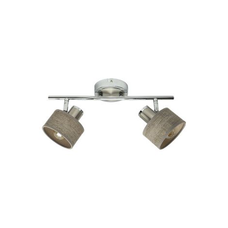 Nando Strip 2xe14 Cromo-nichel/legno grigio Faretti Orientabili 16x36,5x10 Cm