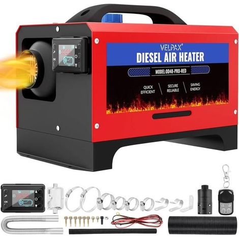Chauffage Diesel 8 KW 12V Tout-en-Un Portable Chauffage à Air Diesel 0,16-0,52 L/h Réchauffeur d'air Diesel 8-36 ℃ Réglable 15-20 m²