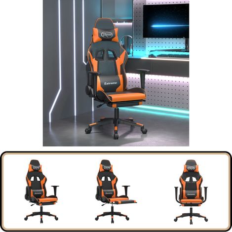 Gaming-Stuhl mit Massage & Fußstütze Schwarz Orange Kunstleder - Gaming Stuhl - Gamer Chair - PC Stuhl - Schreibtischstuhl - Ergonomischer Stuhl (1/5)