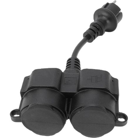 Câble d'alimentation Séparateur en Y, Design Moderne 16A, 2 Prises, Couvercle à Charnière, Rallonge de Cordon d'alimentation pour Bureau, Atelier, ABS PVC Noir (Prise UE) (1/5)