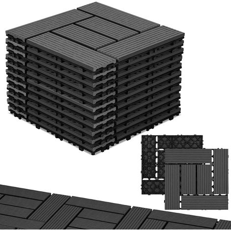 Randaco 22pcs Dalle de terrasse 2m² Dalle clipsable 30x30cm Revêtement de sol extérieur terrasse jardin  Anthracite