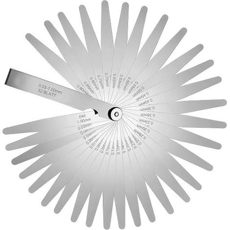 Jeu de 1 cale d'épaisseur, 0,03-1 mm, en acier inoxydable, outil de mesure d'écartement en unités impériales et métriques pour la mesure des soupapes, des bougies d'allumage et des pistons (1/5)