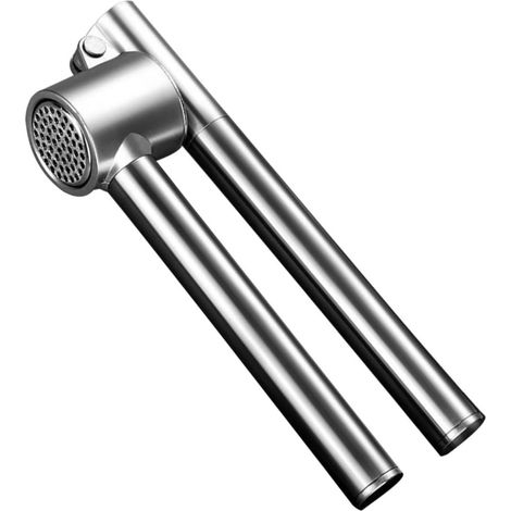 Presse-ail - Presse-ail allongé - 18,6 x 5 cm - Argenté - Acier inoxydable - Presse-gingembre - Presse-ail multifonction - Ustensiles de cuisine - Presse-ail pratique - Trancheuse à ail - Outil de cui (1/5)