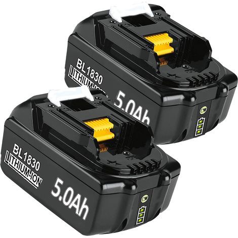2X BL1860B 5,0Ah Li-Ion Ersatzakku für Makita Akku 18v BL1850B BL1850 BL1860 BL1830 BL1840 BL1835 BL1845 BL1815 BL1820 LXT-400 mit LED Indikator (1/5)