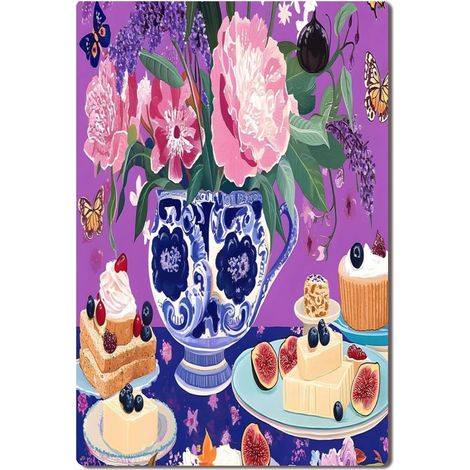 Plaque en Métal Vintage Art Murale pour Jardin de Pivoines, Élégance et Splendeur pour l'Extérieur 30x20 cm. (1/5)