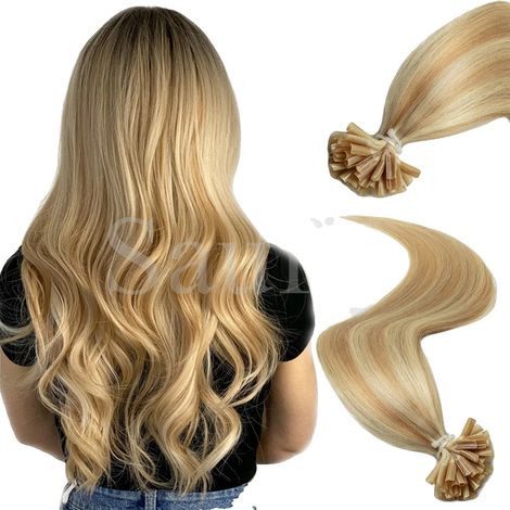Extensiones de cabello, diseño de punta de uña, textura suave, P01, 50 mechones, 20 pulgadas (50 cm), 30 g (1/2)