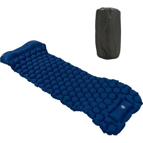 Matelas de camping auto-gonflant bleu violet pour randonnée et voyage