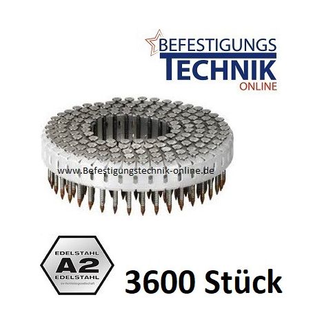 Coilnägel Mini DL 2,1x16mm Ring rostfrei Edelstahl A2 Linsenkopf für Senco SCN30 MCN30-EN11834
