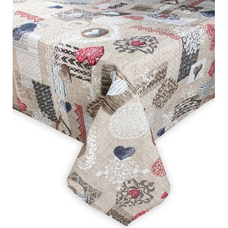 NAPPE RÉSISTANTE AUX TACHES TORINO Tyrolean SHABBY Red Cm.140x300 x18 personnes
