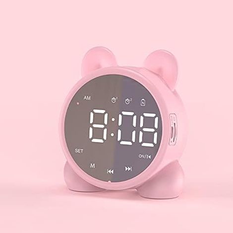 Horloge de Chevet Haut-Parleur Bluetooth Réveil Sommeil Réveil de Chevet Réveil numérique Température Snooze Alarme Meilleur Cadeau de Festival (Vert Clair)