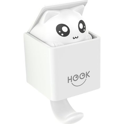 Ganchos adhesivos para mascotas, ganchos decorativos de plástico para pared, ideales para niños, con un creativo diseño de gato, soportan hasta 2 kg y son adecuados para la sala de estar, el baño y la (1/5)
