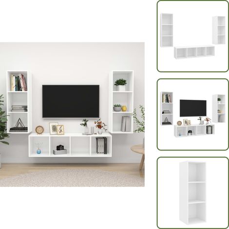 Holzwerkstoff - vidaXL 3-tlg. TV-Schrank-Set Weiß Holzwerkstoff - Weiß