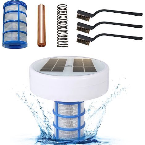 Solar-Ionengenerator für Schwimmbäder. Beseitigt Algen. Reduziert den Chlorverbrauch um 85 %. Schwimmendes Solargerät zur Reinigung und Desinfektion von Schwimmbädern. (1/5)