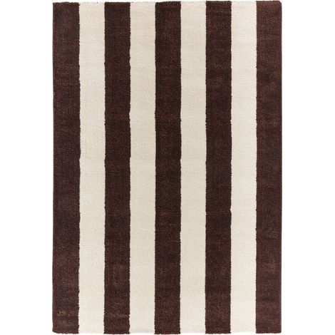 sweeek - Innenteppich braun-weiß gestreift - 120 x 160 cm