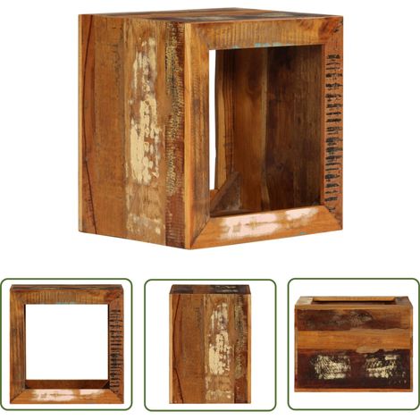 The Living Store Tabouret 40x30x40 cm Bois de récupération solide - Tabouret Vintage - Tabouret Design - Tabouret Industriel - Tabouret Rustique - Meubles En Bois Recyclé (1/5)