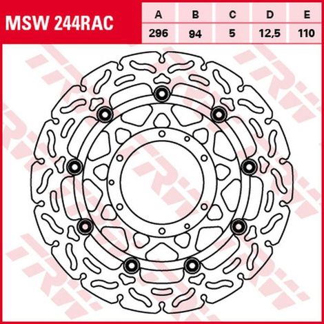 Disco de freno delantero TRW ZF para Honda CBR 600F '01-'07 (296x94x5mm) Wave