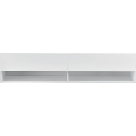 Estante de pared 2 cajones puertas mueble soporte TV 140 cm blanco 030005184