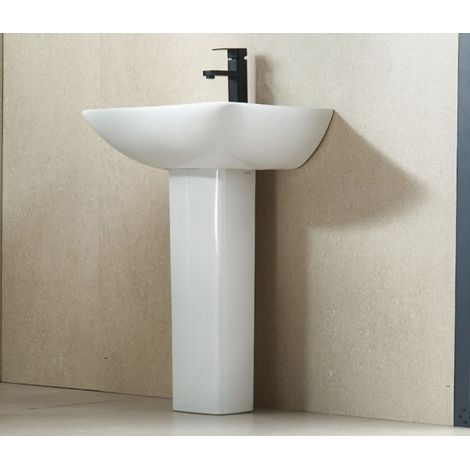 Lavabo colonne AMPIFOLIS 56x45x85 cm en porcelaine (1/4)