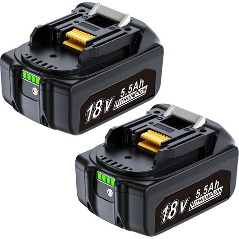 2 Pcs Batterie de Remplacement pour Makita 18V 5.5Ah, Batterie de Remplacement Makita 18V BL1860B BL1820B 1830B 1840B 1850B, Compatible avec Les Outils Makita 18V s'adapte au Chargeur Original Makita