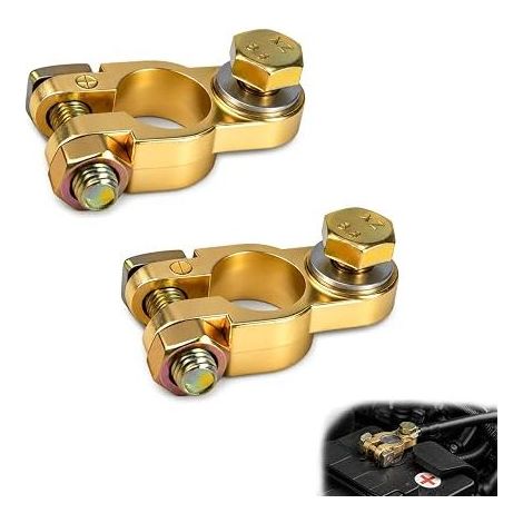 Battery terminal set - Car battery terminals with M8 bolt - Car battery terminals - For car, truck, solar - Silver (1/5)