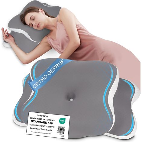 Oreiller Froid Ergonomique Cervical, Oreiller Memoire Forme pour Les Douleurs au Cou et aux épaules, Oreillers rafraîchissant Orthopédique pour à Toutes Les Positions de Sommeil (1/5)
