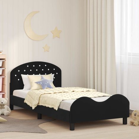 Kinderbettgestell mit Kopfteil Schwarz 80 x 200 cm Samt