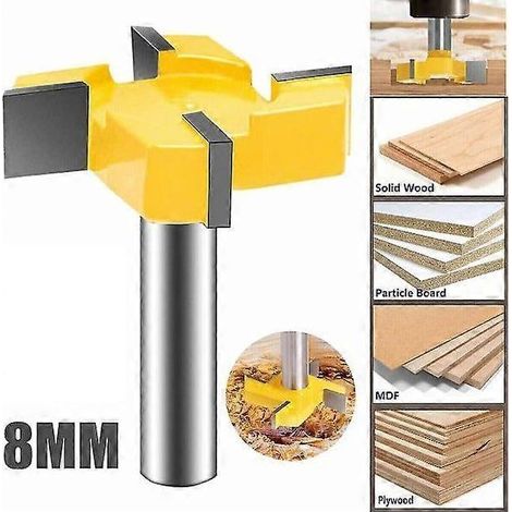 Fraise à surfacer 4 pour bois, pour défonceuse, queue de 51 mm, diamètre 8 mm, jaune (1/5)