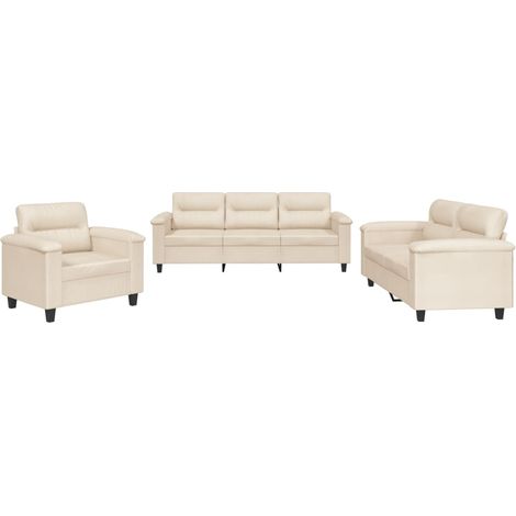 Maison Exclusive - Ensemble de canapés 3 pcs avec coussins beige tissu microfibre (1/5)