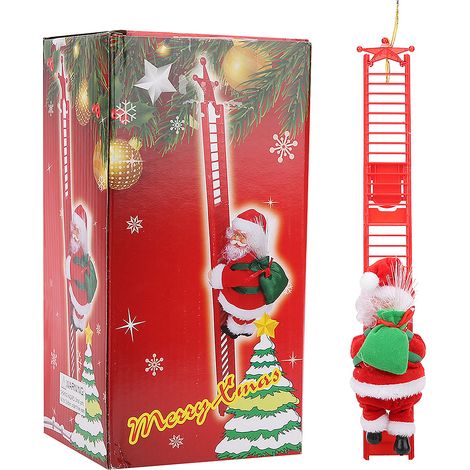 Père Noël Électrique Escalade Échelle Décoration Maison Ornements Sapin Cadeau Rouge (Style Sac Cadeau Aléatoire)