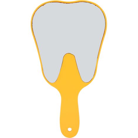 Miroir de poche dentaire avec manche en plastique jaune et design mignon (1/5)