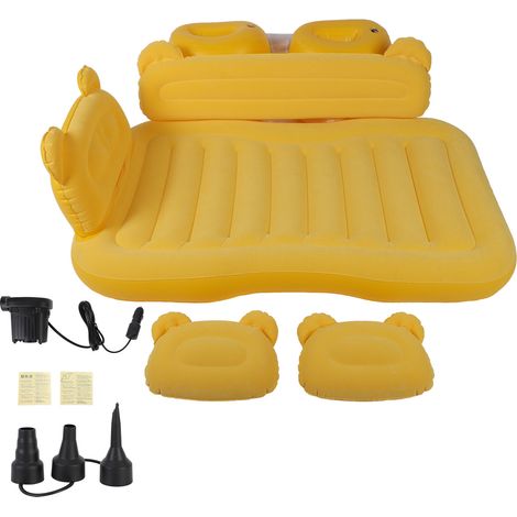 Matelas gonflable pour voiture, lit en PVC, étanche, capacité de 330,7 livres, Portable SUV, coussin de couchage à Air pour hôtels, tentes, Camping, jaune (1/4)