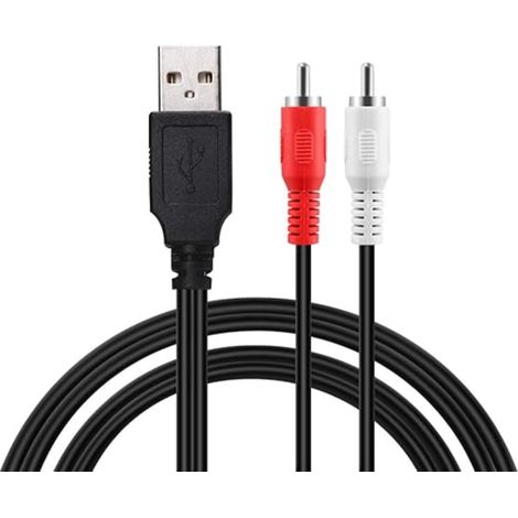 Adaptateur convertisseur USB 2.0 mâle vers 2 RCA mâles vidéo AV A/V Caméscope Audio Capture Carte Répartiteur Câble Adaptateur pour PC 1,5 m (1/5)