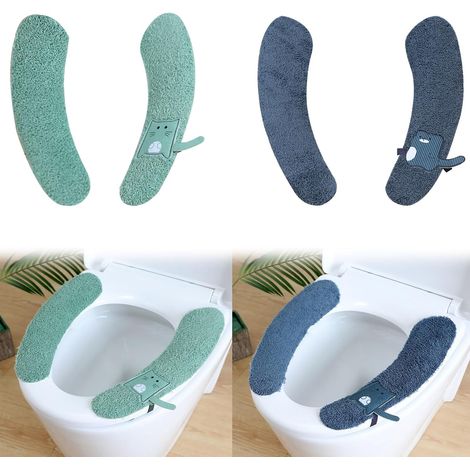 CCYKXA Toilet seat cover, 2 pairs of toilet seat covers, washable toilet seat cushions, for bathroom toilet seats, for family travel, the elderly, and pregnant women.