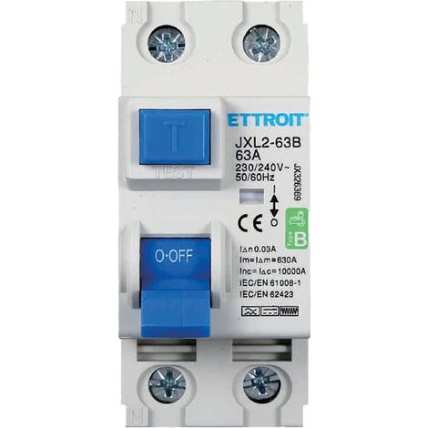 ETTROIT JX326369 Disjoncteur différentiel pur 2P 63A 30mA COURBE B 6KA AC/DC 220V (1/5)