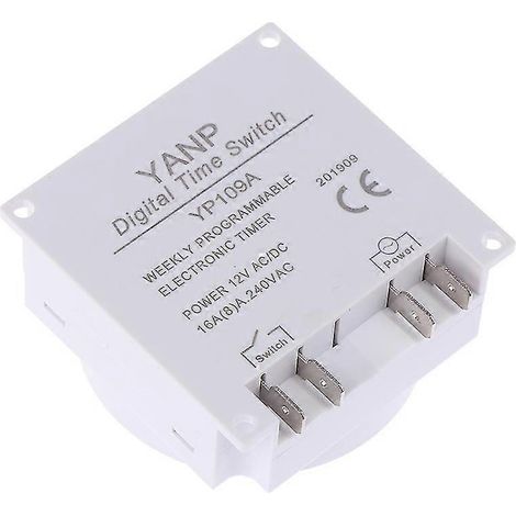 Programmierbarer digitaler Timer 12V DC/AC 16A mit LCD-Bildschirm und Überspannungsschutz (weißer Schalter) (1/5)