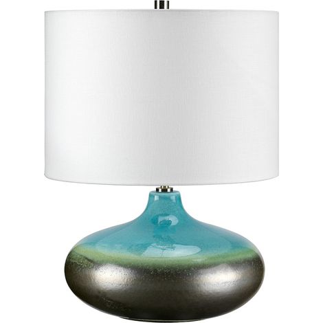 Elstead Laguna - 1 leichte kleine Tischlampe Graphit, Türkis, E27