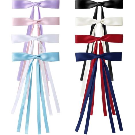 8 Pieces Colorful Hair Clips, Satin Ribbon Hair Clips with Metal Clips, Elegant Hair Accessories for Women, Dress Up for Wedding Parties, Birthdays (1/5)