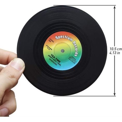 6PCS Sous-Verres en Vinyle avec Enregistrement CD rétro, Dessous de Verre, Tapis de Table Vinyle pour Boissons Froides Chaudes (1/4)