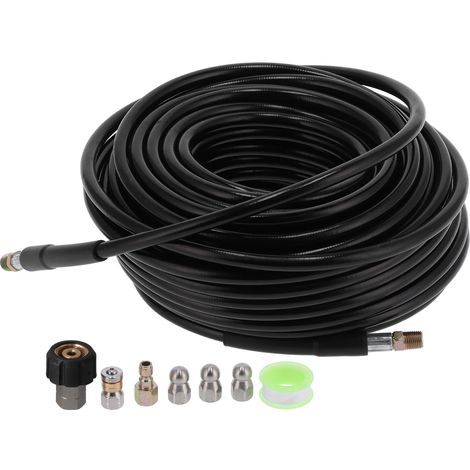 Kit de nettoyage haute pression pour canalisations, tuyau de 30 m (100 pi) et visserie 1/4 po NPT, pression 5800 PSI (1/5)