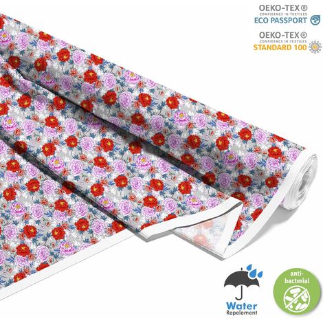 OUTDOOR DEKOSTOFFE OXFORD - Motiv rosa und weiße Pfingstrosen I DX244