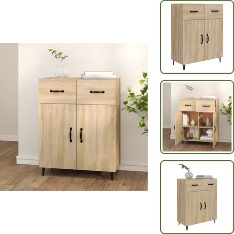 Sideboard Sonoma-Eiche 69,5x34x90 cm Holzwerkstoff - Sideboard - Wohnzimmermöbel - Holzmöbel - Eichefarbenes Möbel - Schreibtisch (1/5)