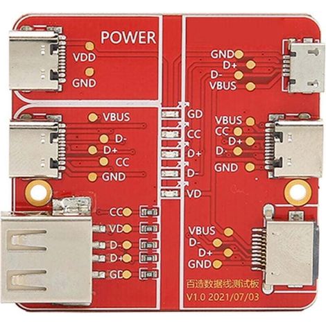 Lasttestplatine, präzise Lasttestplatine, USB-Kabel-Triadentester, 3-in-1-Datenkabeltestgerät, präziser Typ-C-Mikro-Anschluss für iOS-Schnittstelle (1/4)