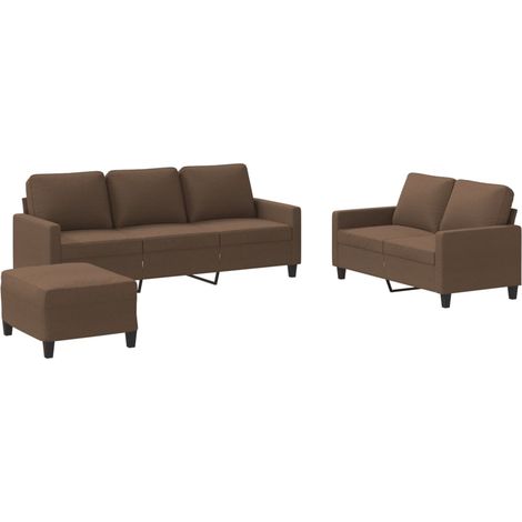 Ensemble de Canapé  Sofas 3 pcs avec coussins Marron Tissu (1/5)