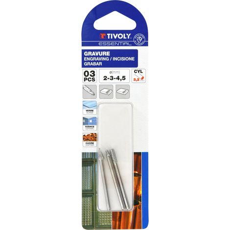 Tivoly - 3 Mini-Frese Diamante Ø2-3-4,5 mm (sfera, cilindrica, fiamma) - Gambo Ø3 mm - Adatte all'uso su mini trapano tipo Dremel (1/2)